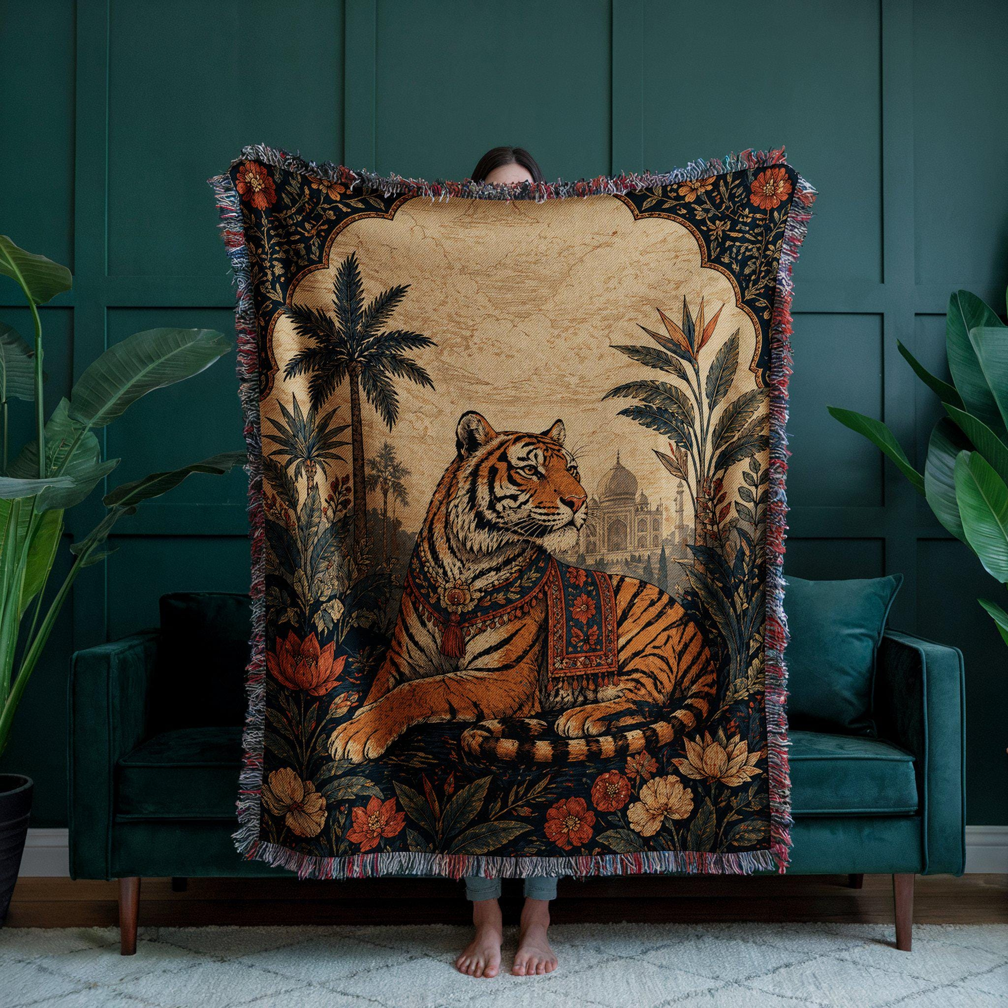 Royal Bengal Tiger Woven Throw Blanket