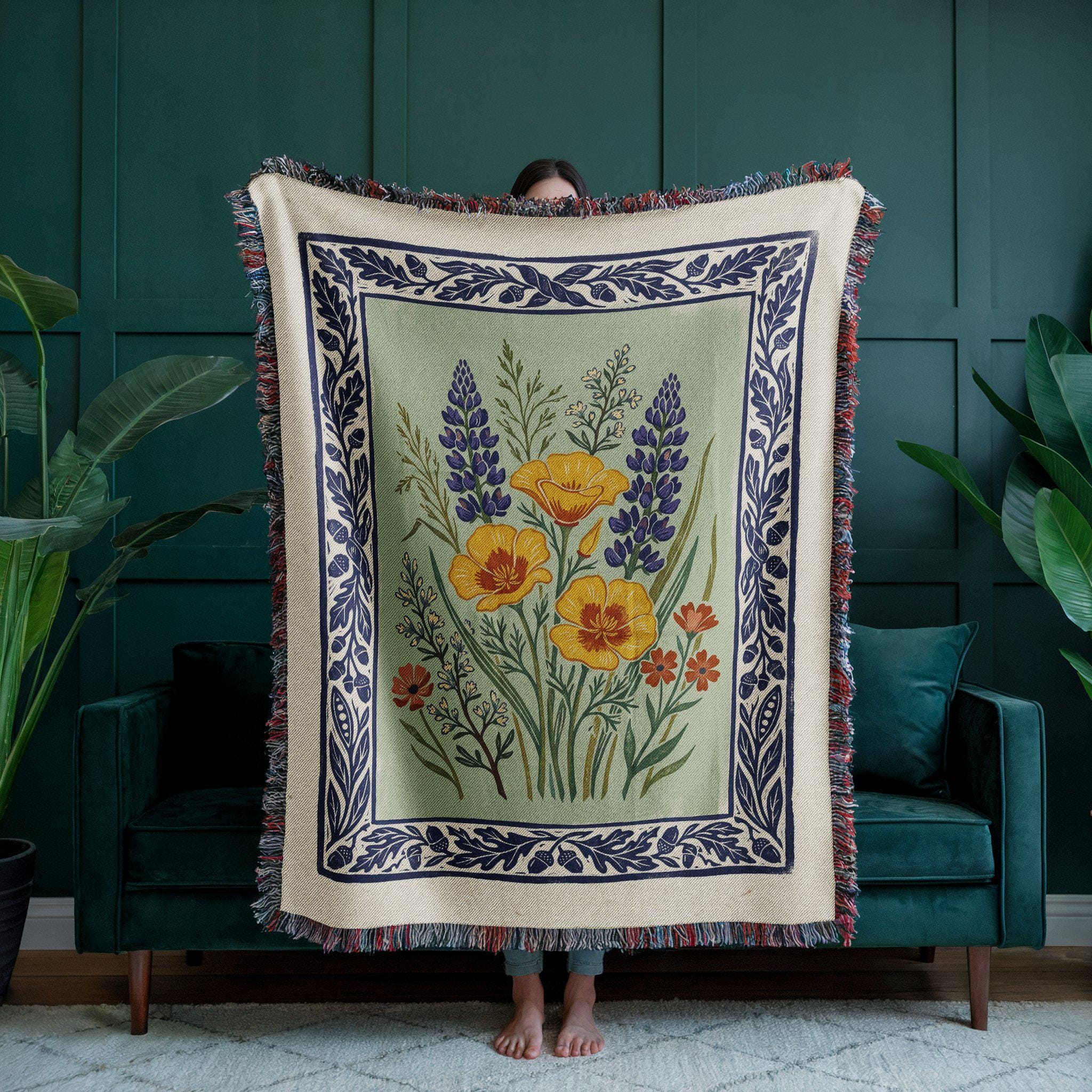 Wildflower Meadow Woven Throw Blanket